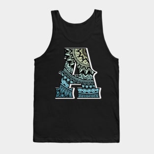 Black and blue mandala in alphabet A Tank Top